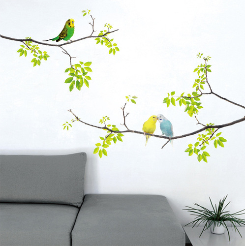 Manufacturer wholesale new XM309 fresh branch bird wall sticker living room TV sofa background decoration removable