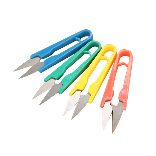 Color yarn scissors manufacturer plastic handle sewing U-shaped thread scissors spring scissors cross stitch tool gift small scissors