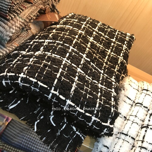 Versatile autumn and winter scarf, small fragrant scarf, color-blocked plaid scarf, woven jacquard dry rose hoop yarn scarf