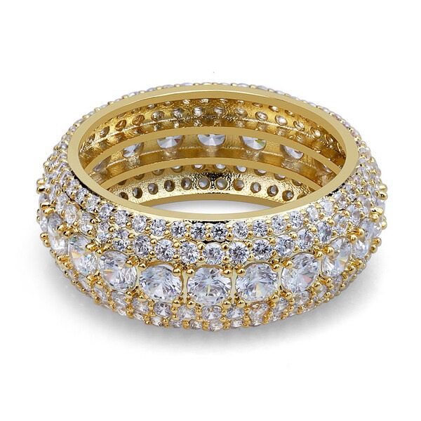 men's copper fashionable ring with stone hip-hop style with zircon
