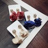 Fashionable earrings, cloth, Korean style, bright catchy style, flowered