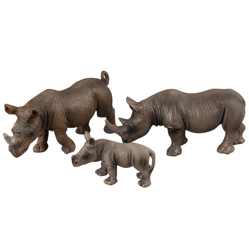 Cross-border best-selling simulation animal model wild African rhino model solid plastic early education certified rhino ornament