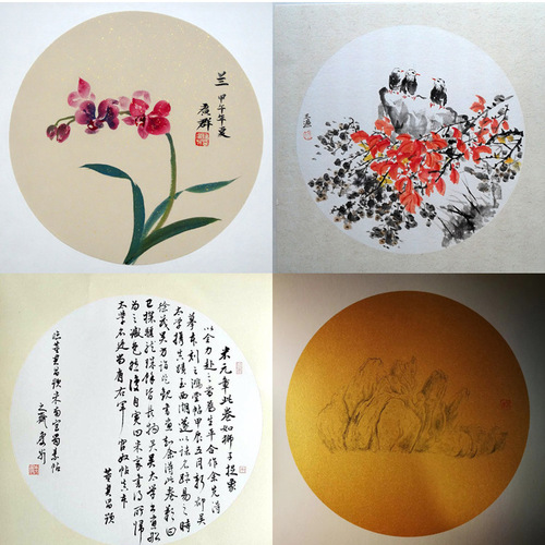 Anhui thickened rice paper cardboard lens blank antique hemp paper raw xuanxuan calligraphy traditional Chinese painting sketch card round