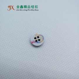 金鑫厂家批发K602树脂3D印花 彩色图案 四眼衬衫纽扣
