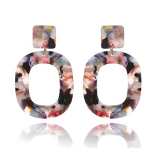 亚马逊跨境热卖方形耳环欧美风几何醋酸板材豹纹亚克力耳环