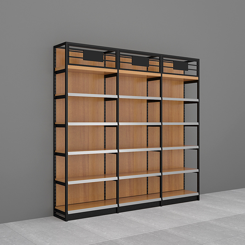 佛山美承厂家直销单面靠墙红酒架 钢木便利店超市酒水货架展示架