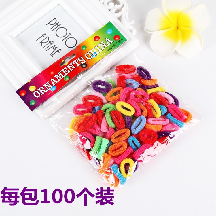 韩版发饰 袋装尼龙毛巾圈 无接缝头绳 2元店货源义乌饰品