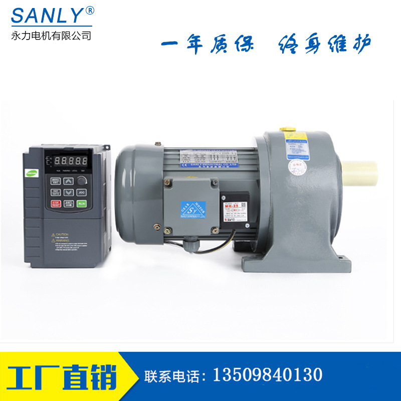SANLY 永力电机齿轮减速电机380V卧式变频调速电机三相变速马达