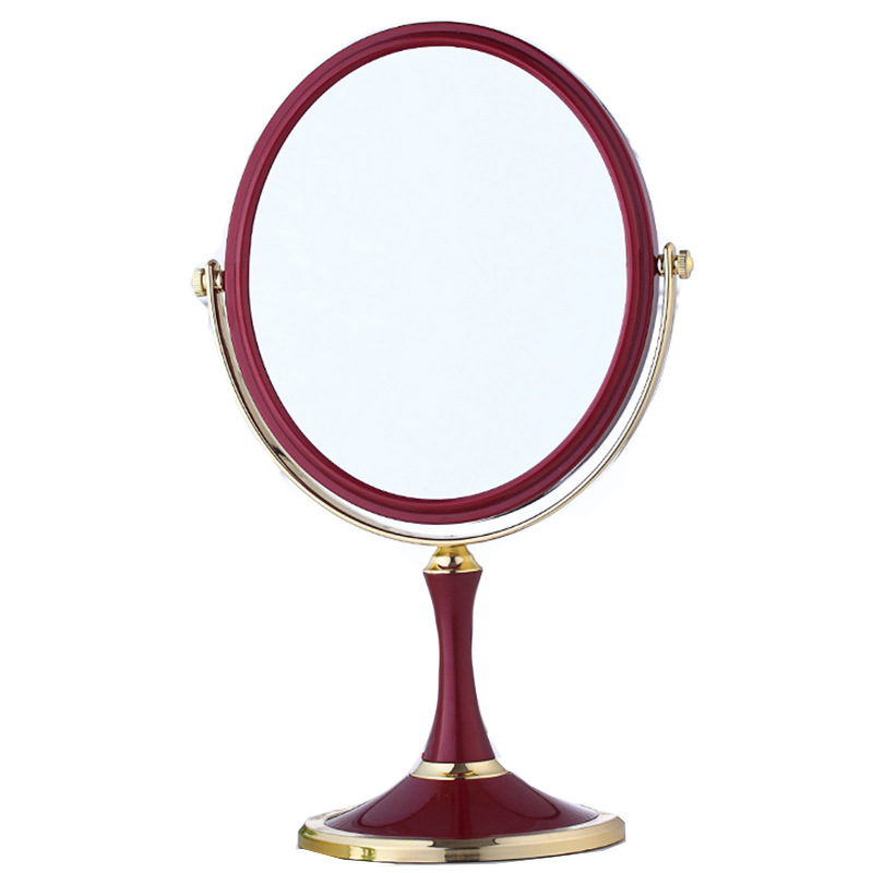 De doble cara de aumento de escritorio simple Espejo de 8 pulgadas de gran espejo de maquillaje de escritorio de estilo europeo Flip vestidor espejo