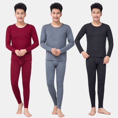 Stall fair autumn and winter men's and women's autumn clothes long pants hot once constant temperature thermal underwear suit round neck elastic large thin