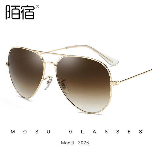 Mosu 3025 glass lens color film sunglasses aviator sunglasses 3026 men and women same style toad glasses cross-border