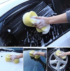 Eight-shaped coral sponge for car cleaning and car washing. Extra large eight-shaped coral sponge for waxing and vacuum compression packaging.