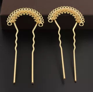DIY手作饰品配件 铜流苏焊接多孔发钗 双直发簪 古风影视材料配件