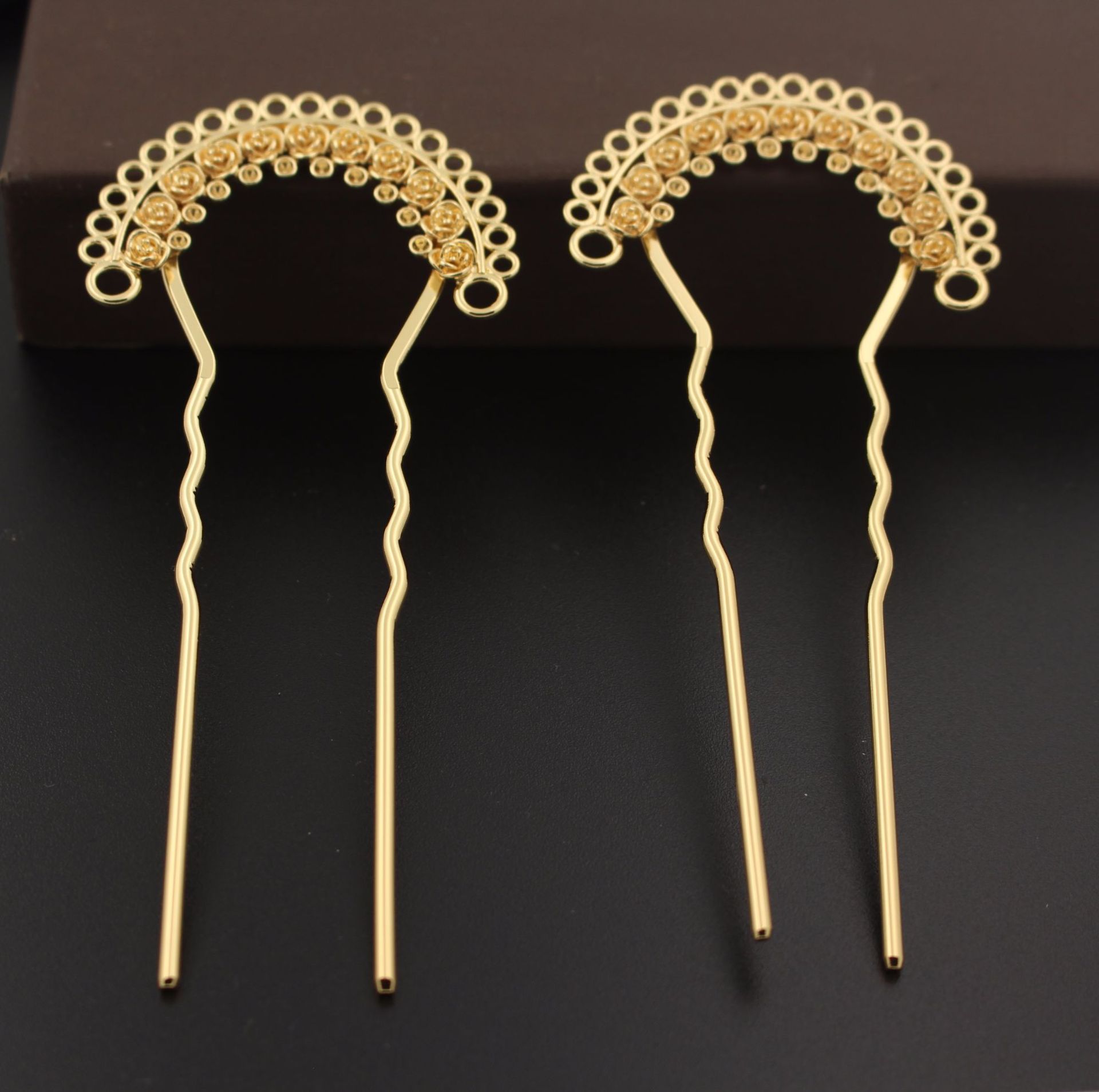 DIY手作饰品配件 纯铜流苏焊接发钗 双直发簪 古风影视材料配件