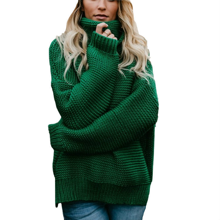 Suéter de Punto de Estilo Europeo y Americano Nuevo para Otoño e Invierno 2025 de Amazon y eBay, Suéter de Cuello Alto de Manga Larga para Mujer