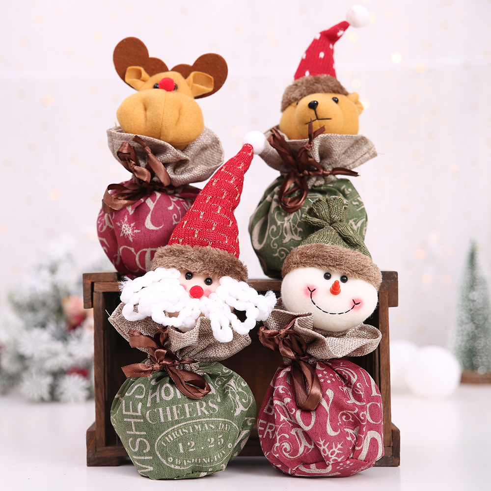 Christmas Decorative Products linen Bag Cartoon Old Snowman Children's Gift Bag_voghion.com