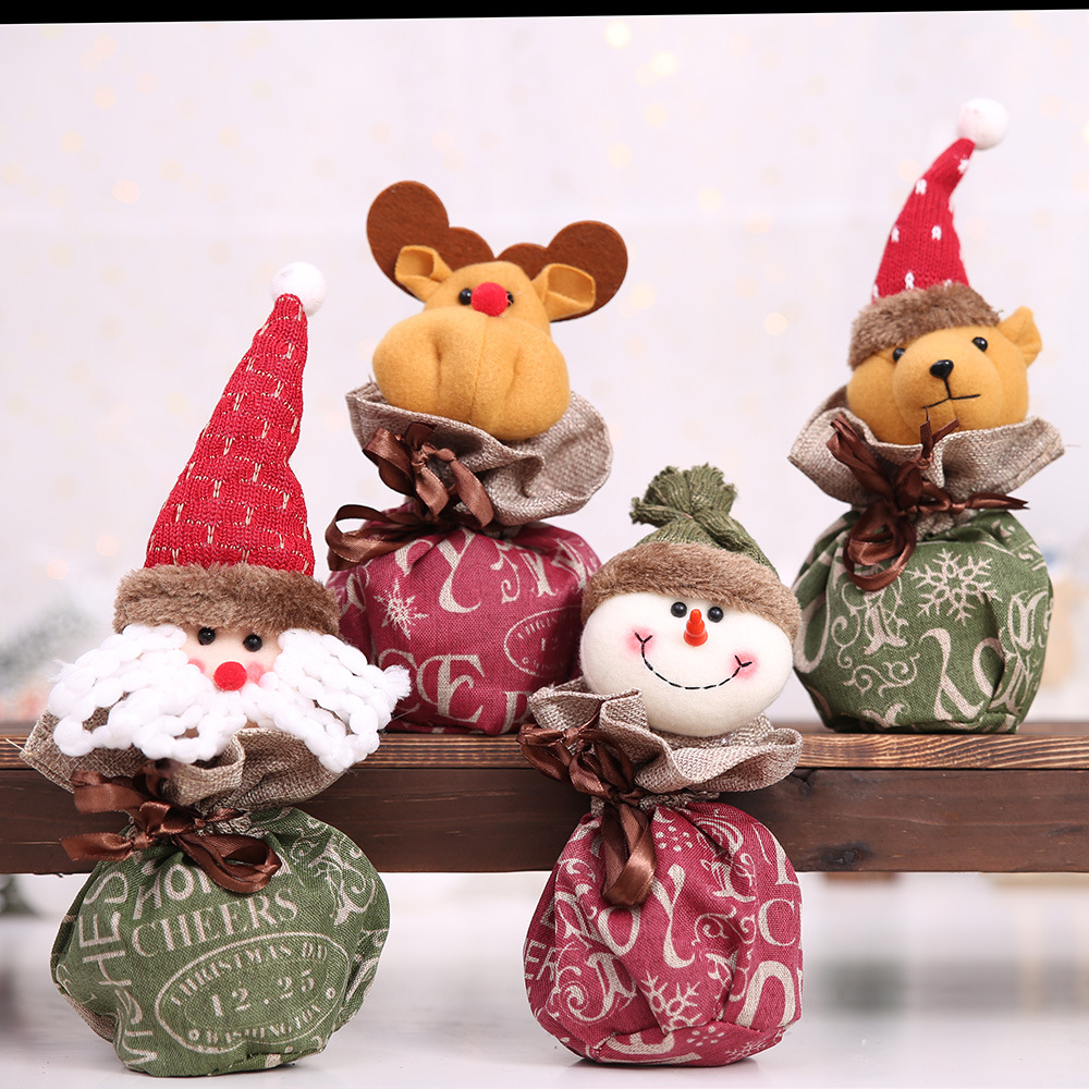 Christmas Decorative Products linen Bag Cartoon Old Snowman Children's Gift Bag_voghion.com