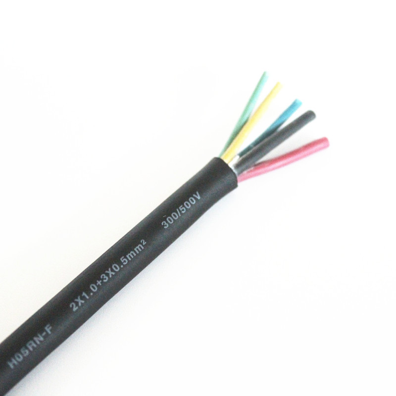 5芯组合橡胶线2*1.0+3*0.5工厂直销红黑黄绿蓝H05RN-F橡胶线
