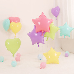 Factory Direct Supply 18-inch Five-Pointed Star Aluminum Film Balloon Party Decorative Supplies Macaron Color Heart Aluminum Film Balloon