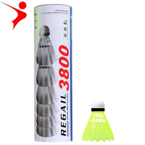 Factory direct sales of 6 barreled plastic badminton frill balls Regail cross-border hot-selling Taiwan fiber head badminton