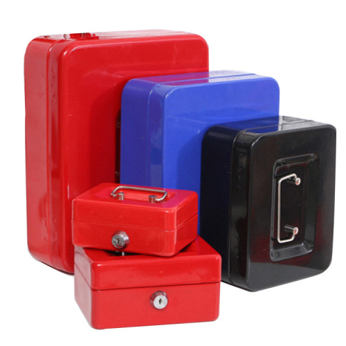 Factory Thick Metal Cash Box Portable Money Box with Lock Cashier Box Cash Box Medium Organizer Box Dropshipping One Piece