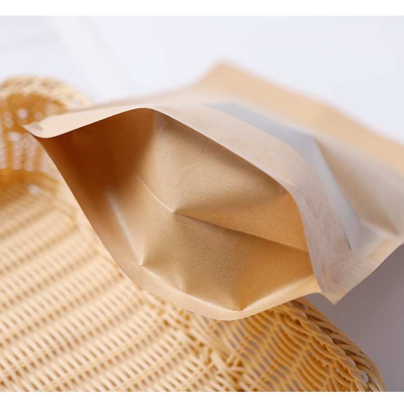 Todas las especificaciones engrosadas ventana esmerilada bolsa de papel Kraft autoadhesiva bolsa de autosellado semillas de melón de té bolsa de envasado de alimentos image 6