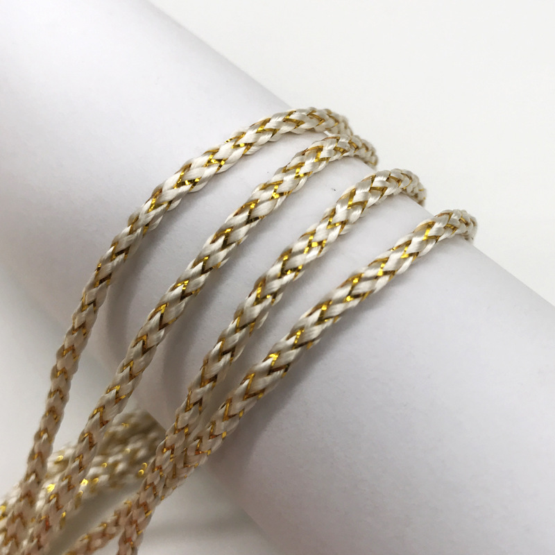 带子工厂直销多色丙纶钩针尼龙礼品袋一次性无纺布袋编夹金丝圆绳