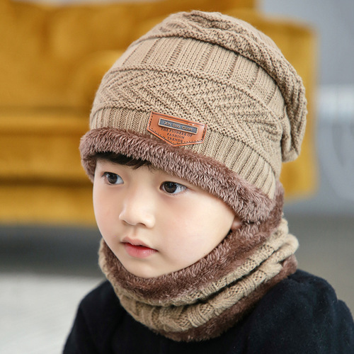 9524 new autumn and winter woolen hat and scarf set, trendy Korean style winter thickened warm knitted hat children's hat