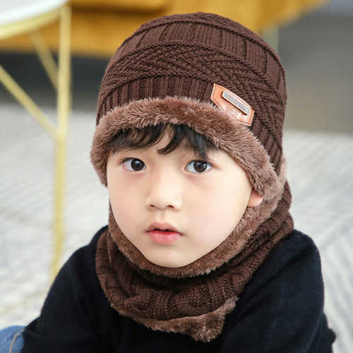 9524 new autumn and winter woolen hat and scarf set, trendy Korean style winter thickened warm knitted hat children's hat