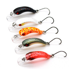 Single Hook Minnow Bait 3.7cm 1.5g Mini Single Hook Arched Minnow Lure Strong Pressed Flat Double Ring