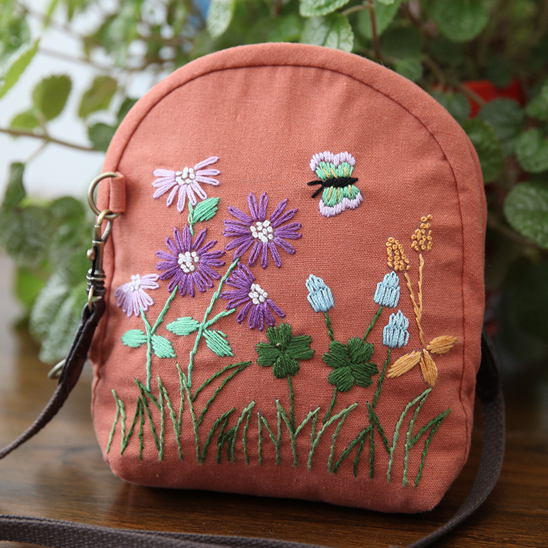 Jinhao bordado hecho a mano DIY material bolsa tela bordada mensajero bolsa de almacenamiento de producción creativa bolsa de cosméticos