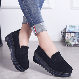 Spring 2025 New Genuine Leather sneaker Korean Style Fashionable Thick Sole Rocking Shoes Women's Single-layer Shoes Moms Shoes Casual Women's Shoes