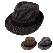 秋冬季帽子男 拉毛格色丁礼帽爵士帽中老年男帽冬季棉帽爷爷帽子