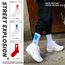 Street Explosion97155潮牌字母箭头街头欧美男女中长筒袜 运动袜