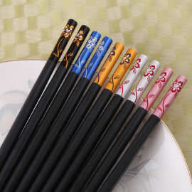 新款浪漫花之语合金筷酒店居家专用防滑筷创意礼品筷可批发