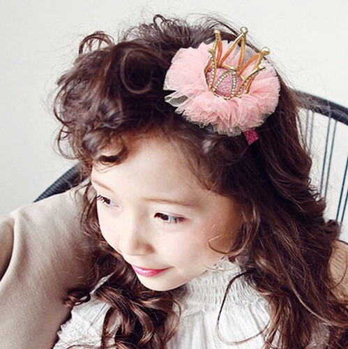 Child Crown Hair Accessory, Girls' Crown Princess Hair Pin, Net Fabric Fairy Baby Hair Clip, Non-Damaging Hair Accessory for Young Girls