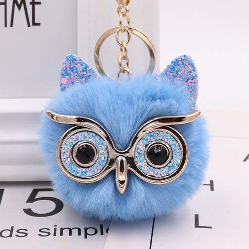 Grete Owl Plush Keychain Imitation Rabbit Fur Ball Bag Pendant Fur Car Pendant Manufacturer Wholesale
