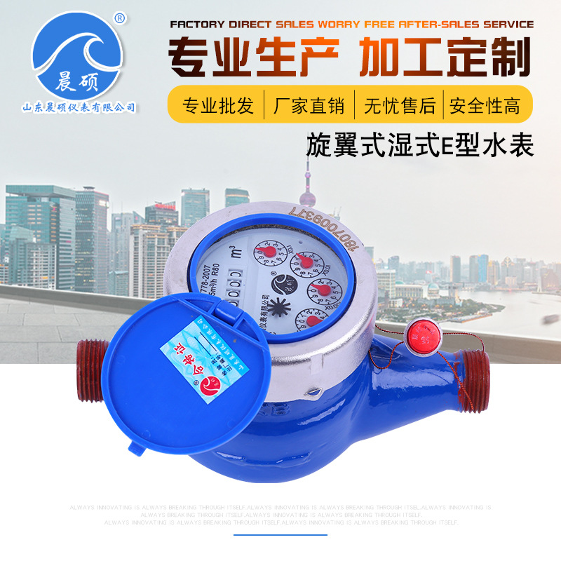 机械水表 旋翼式机械冷水表 钢罩不锈钢接头 家用自来水水表