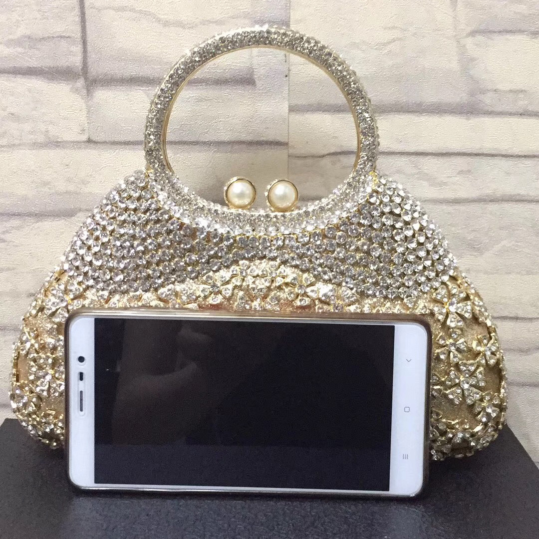 Túi clutch nữ đính kim cương giả dự tiệc cao cấp kích thước 23x12x6 cm — Màu đen