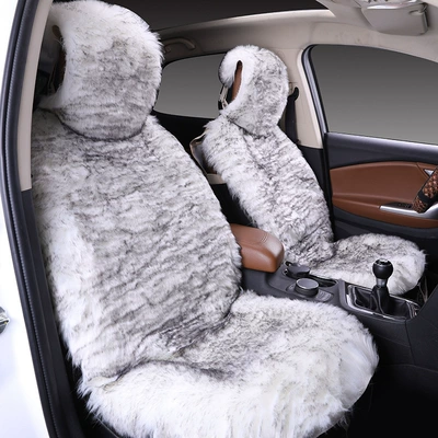 Seat cushion, seat cover — Amazon new car seat - white-gray-tip-five-seat-set-long-hair-thickening