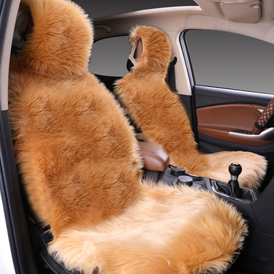 cushion Winter heated wool | Seat cushion, seat cover - golden-camel-five-seat-set-long-hair-thickening