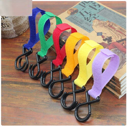 6-color hot stamping dazzling colorful Velcro stroller baby safety multi-purpose double hook infant stroller double ring hook