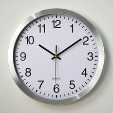 金属不锈钢静音挂钟 创意时尚客厅铝挂钟 钟表批发铝钟14英寸35CM