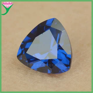 好货113#宝蓝色肥三角合成蓝尖晶石裸石 圆三角戒面DIY人造宝石