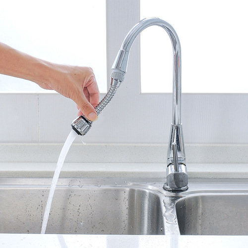 T Kitchen Stainless Steel Faucet Shower Head Water Saver Extender Sprayer Anti Splash Rotating Foamer