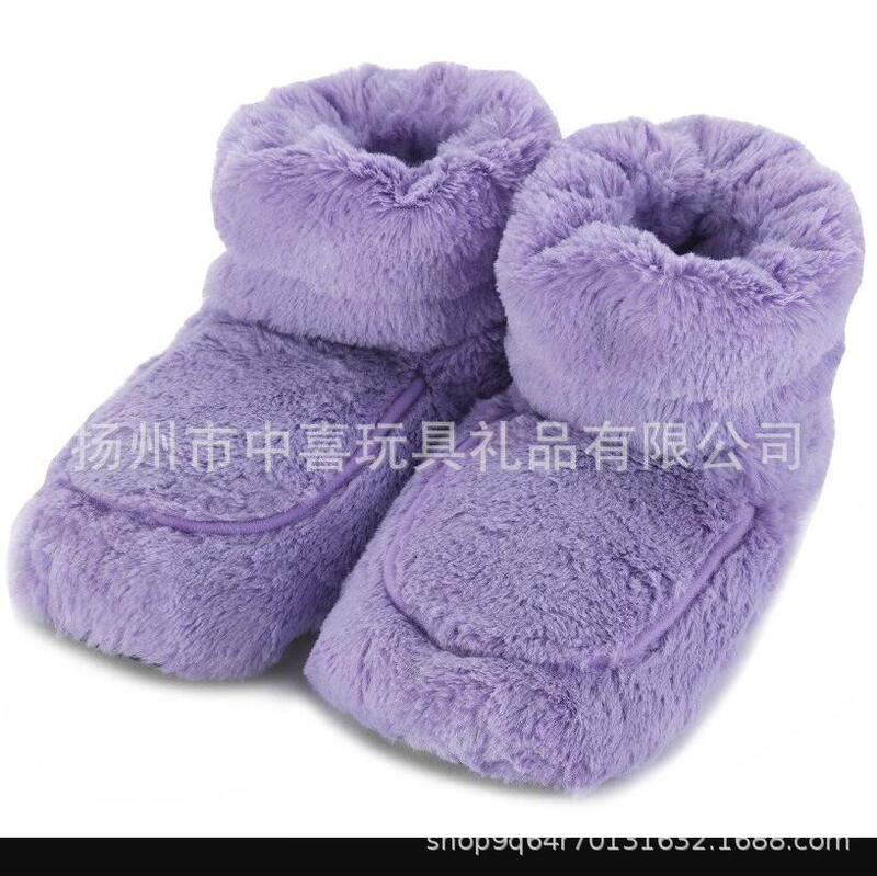 Customized Microwave Heating Plush Slippers Maifan Stone Lavender Filled Export Export Certified Heating Slippers