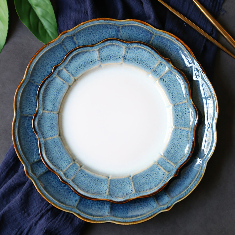 European-style Western dinner plate creative irregular steak plate home use dish plate large chicken plate simple ceramic tableware
