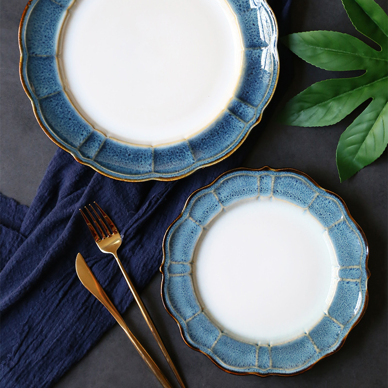 European and American Style Western Food Plate Creative Shaped Steak Plate Household Plate Large Plate Chicken Plate Simple Ceramic Tableware