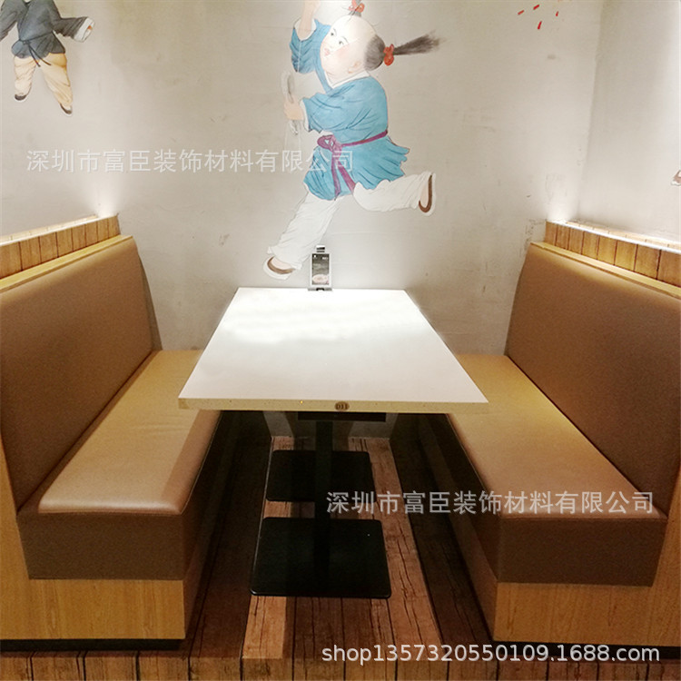 Hong Kong-style tea restaurant four-person dining table 1200 long white acrylic artificial stone square table Factory Customization