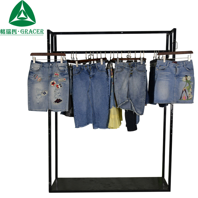 工厂批发旧夏装短裙bales clothes手绘复古二手牛仔短裙外贸货源